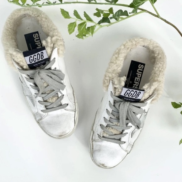 golden goose sabot superstar genuine shearling slide sneaker